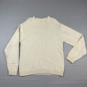 Gap Factory Store Knitted Sweater Mens Large‎ Beige Cotton Long Sleeve Crew Neck